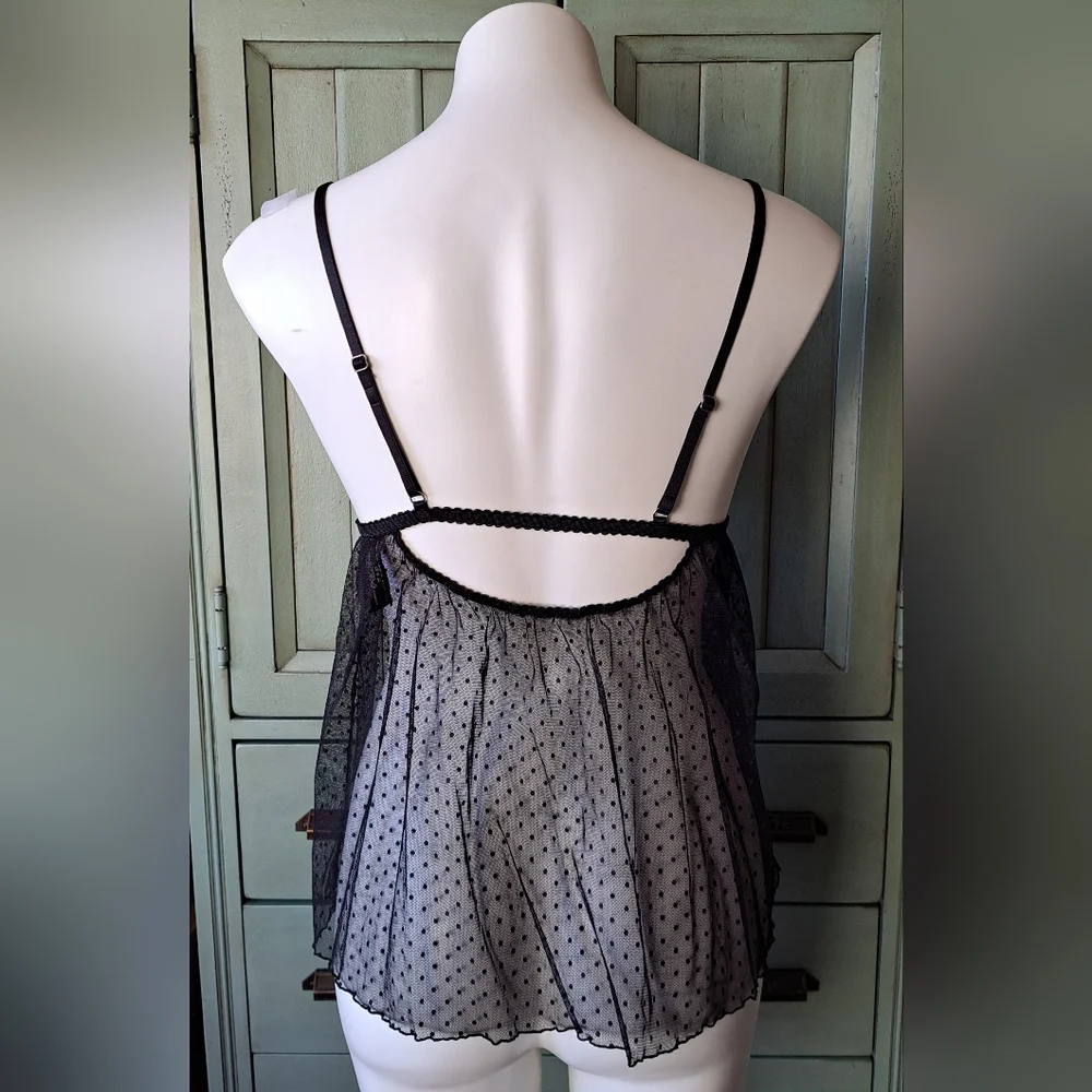 Victoria's Secret '12 Sexy Little Things Babydoll Black Lace/Bows Lingerie Sz M